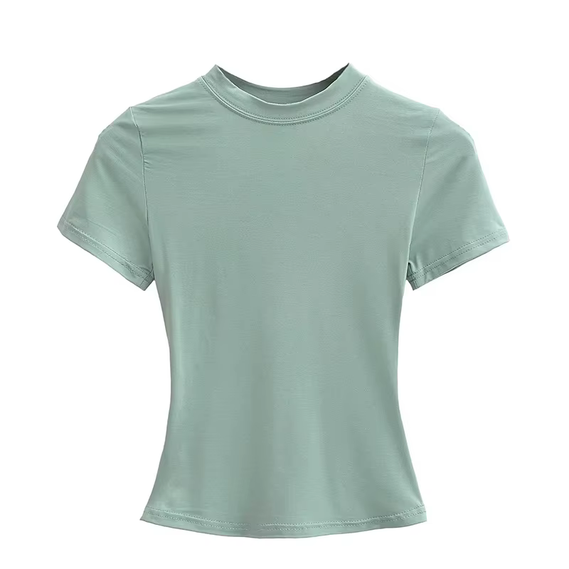 T-shirt Manches Courtes pour Femme, Décontracté, Sexy, Slim, Tendance, Solide, de Haute Qualité, Y2K