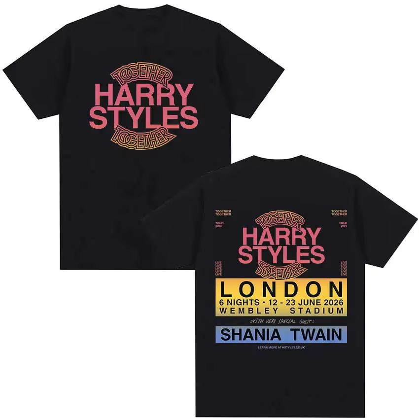 T-shirt Harry Styles 2026 Together London Tour pour hommes et femmes, vêtements d'été en coton Y2K, 