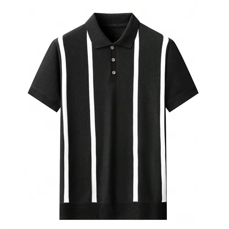 Chemises polo en tricot pour hommes, manches courtes, rayées, pour le golf, respirantes, été, tricot