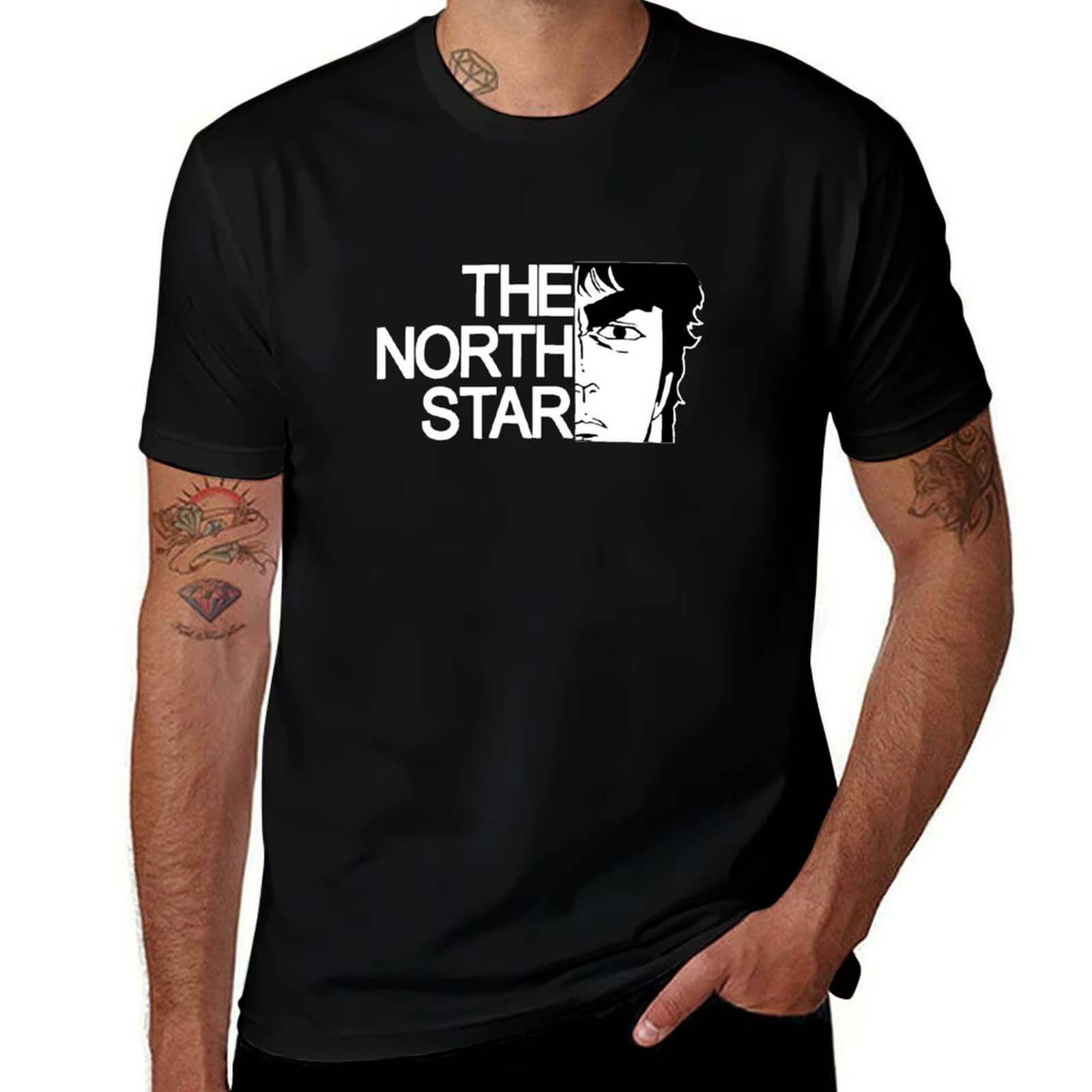 Poing de l'étoile du nord Hokuto no Ken Kenshiro T-Shirt t-shirts drôles homme noir coton T-Shirt pl