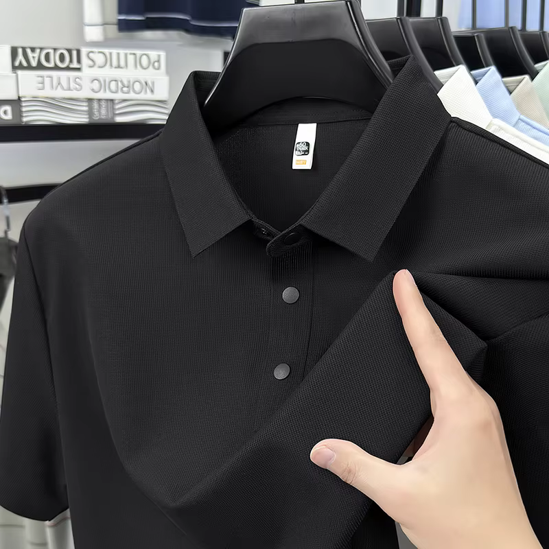 2025 Chemise polo gaufrée sportive pour hommes |   Tailles supérieures de Tennis de Golf évacuant l'