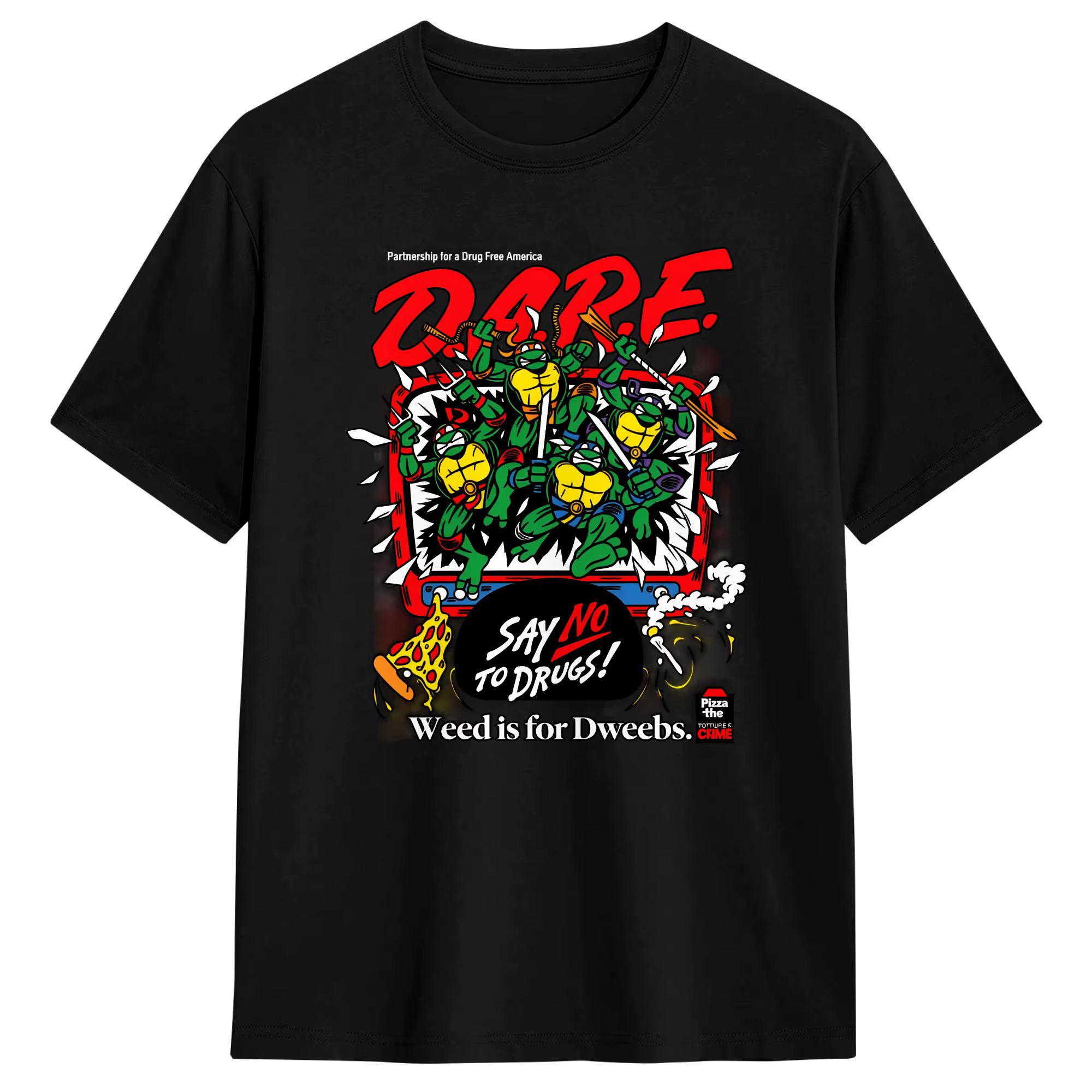 TMNT D.A.R.E. T-shirt Just Say No pour hommes, t-shirts basiques Y2K, t-shirt d'été à col rond, t-sh