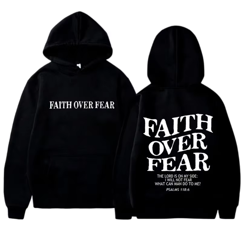 FAITH OVER FEAR sweat à capuche imprimé pour hommes femmes décontracté à manches longues sweats à ca