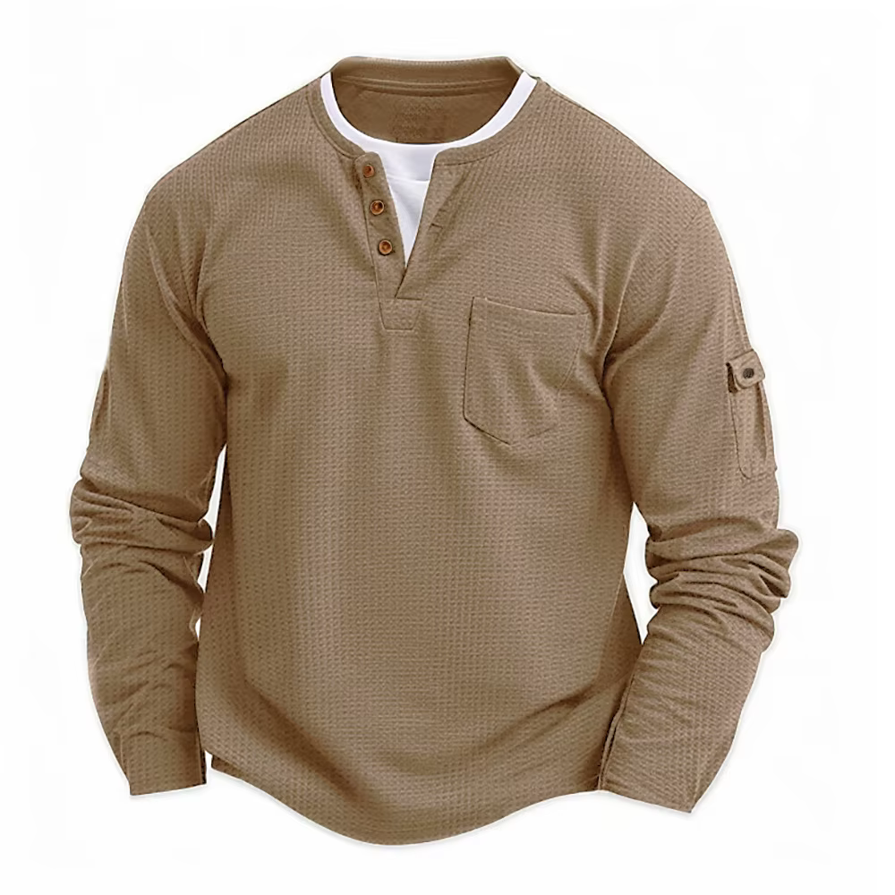 T-shirt à manches longues pour homme, mode automne-hiver, col en V, effet deux-pièces, respirant, dé