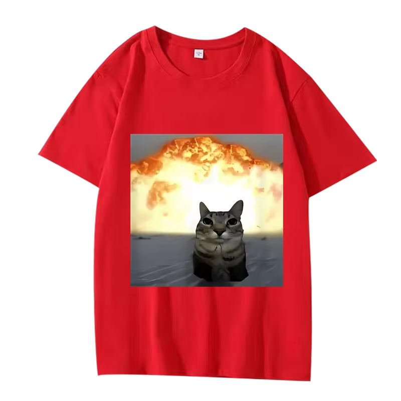 Fantaisie chat Explosion graphique t-shirt femmes drôle à manches courtes été impression haut pour f