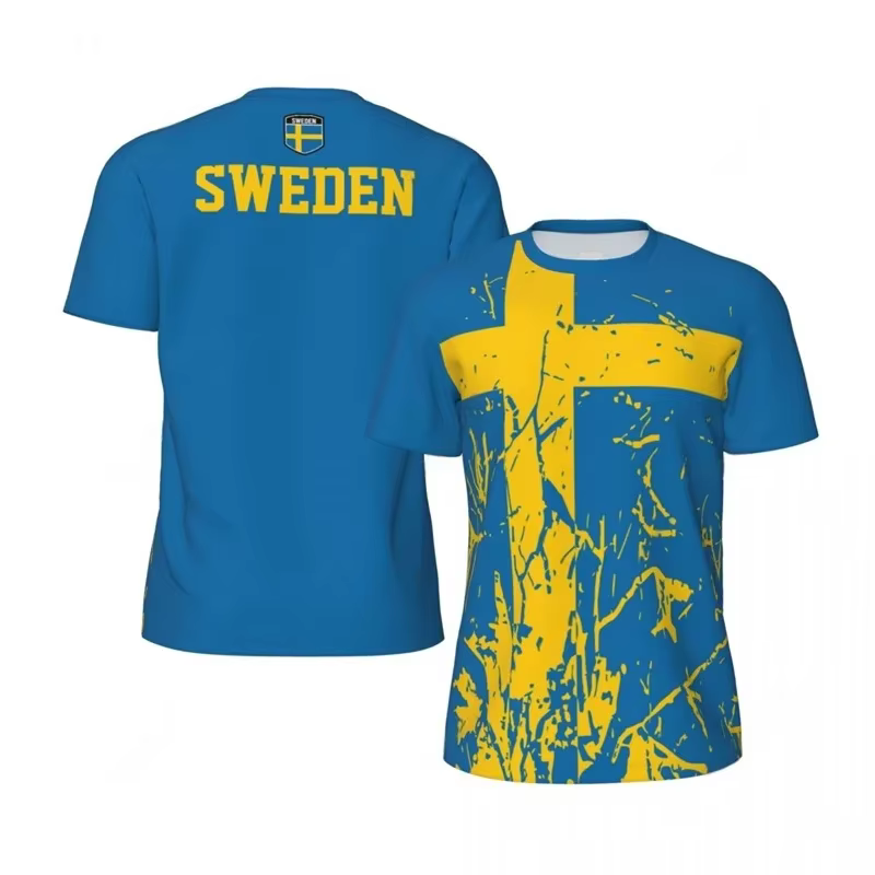 Suède Football T-Shirt pour hommes 3D imprimé T-Shirt ample mode à manches courtes col rond t-shirts