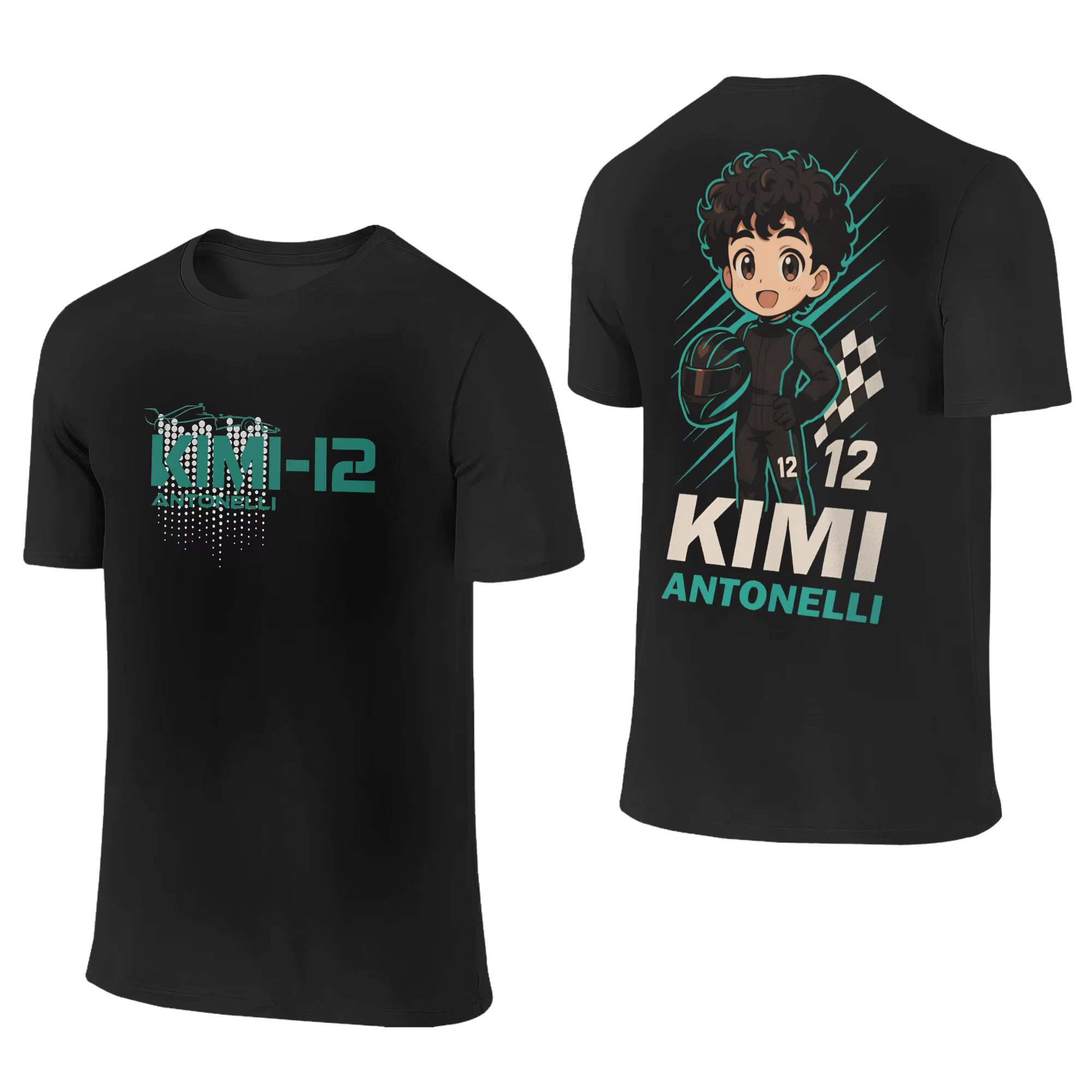 Kimi Antonelli T-shirt pour homme en pur coton, t-shirts vintage à col rond, hauts à manches courtes