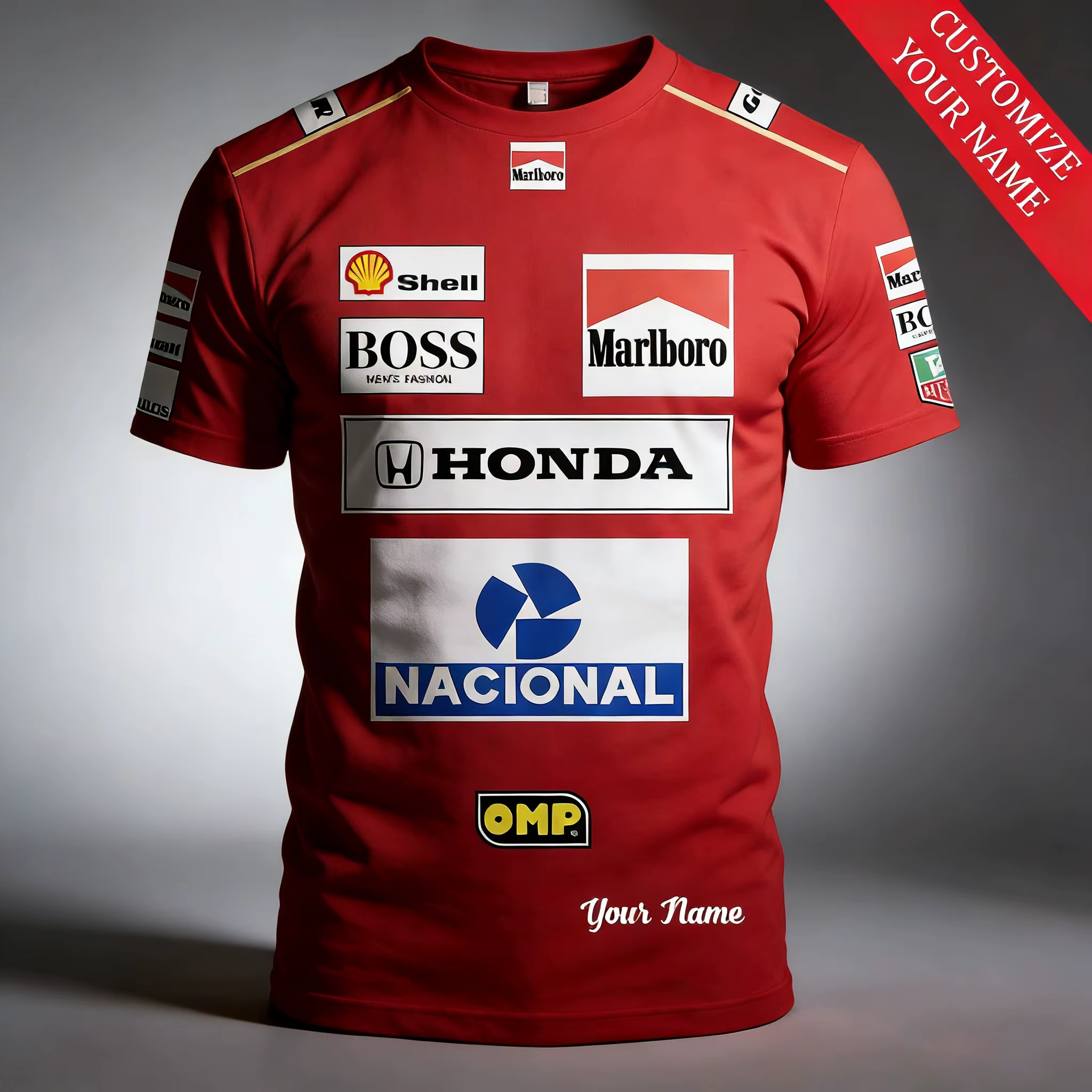 Nouveau T-shirt à manches courtes sport classique rouge Honda pour les activités de plein air, ample