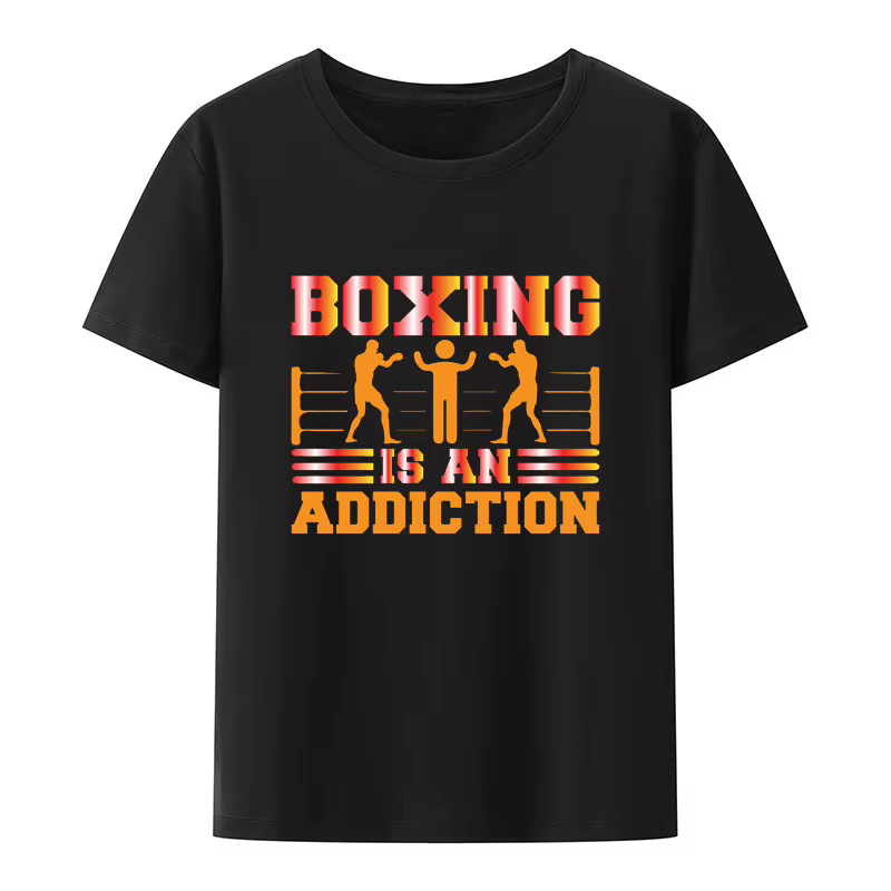 Le boxe est une dépendance impression t-shirt Camisa unisexe ample Humor à manches courtes rue mode 