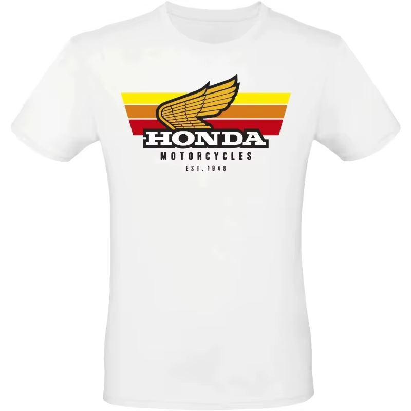 T-shirt Moto Honda 2025 Nouveau Style Vintage Motif Scooter Homme et Femme Confort Décontracté Manch