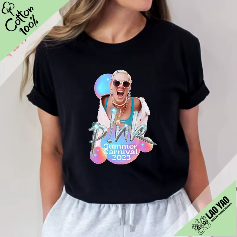 P!nk-T-shirt de festival de musique pour femme, chemise rose Singer Tour, Streetwear, vêtements goth