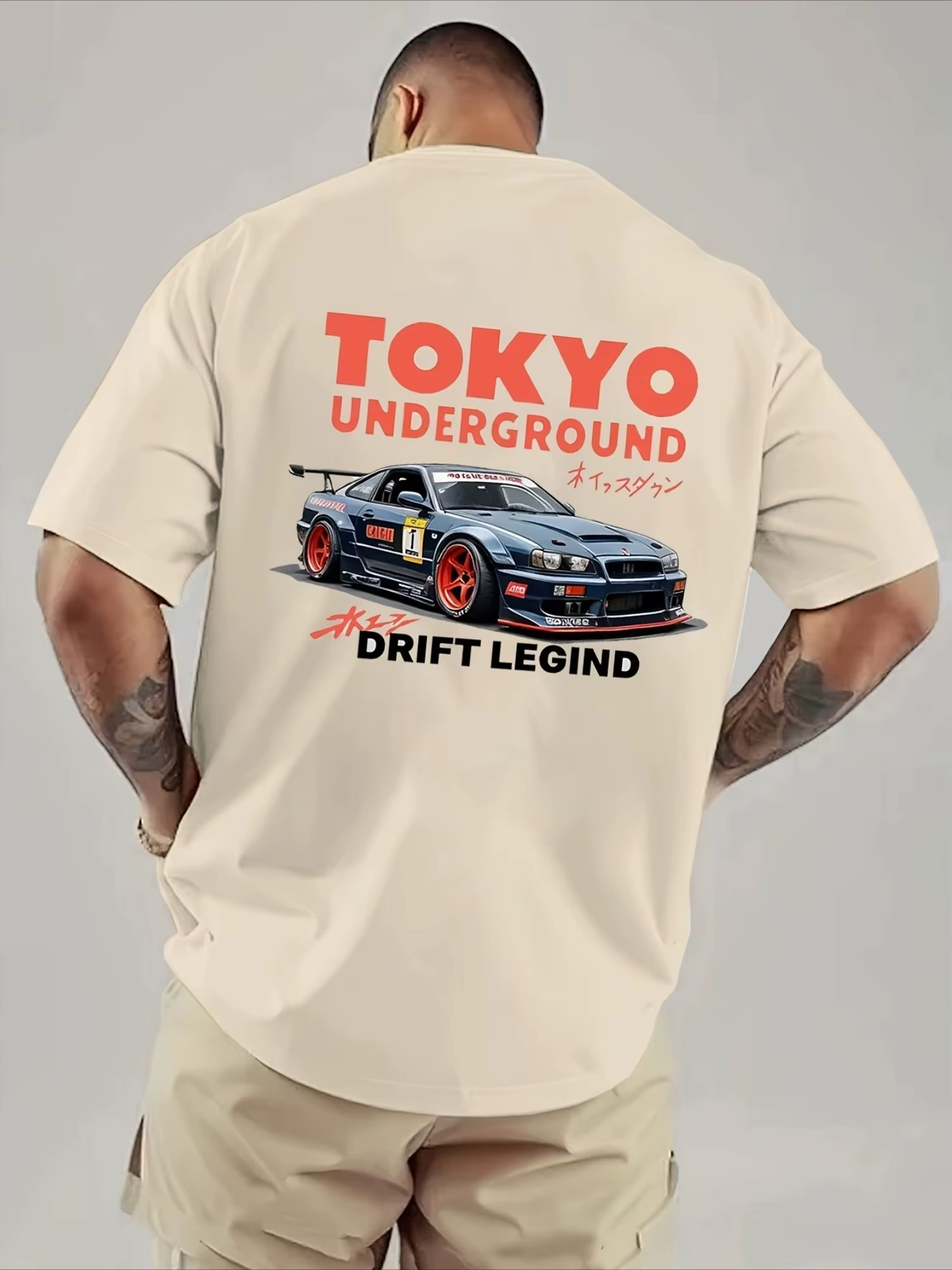 T-shirt ample en coton doux pour homme avec imprimé Tokyo Drift Racing, idéal pour l'été, style déco