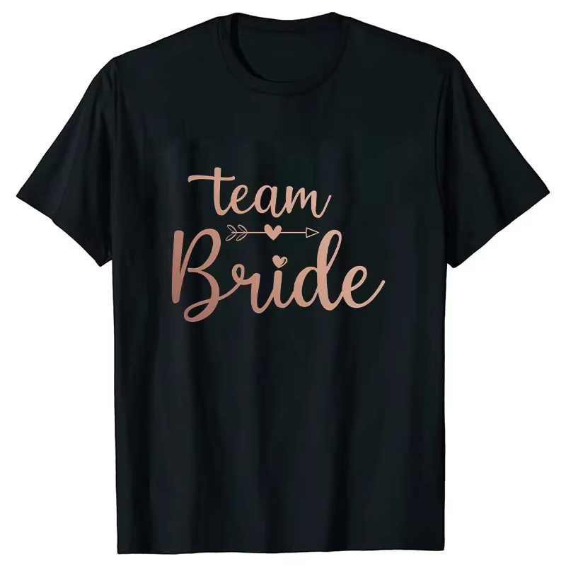 T-shirt Demoiselle d'honneur Team Bride Blanc Noir – Hauts pour Mariage, Fiançailles, Amies, Enterre