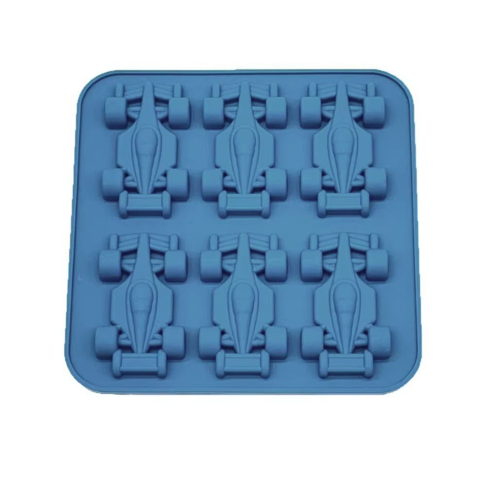 Moule à glaçons en silicone antiadhésif 6 cavités en forme de voiture de course, idéal pour la pâtis