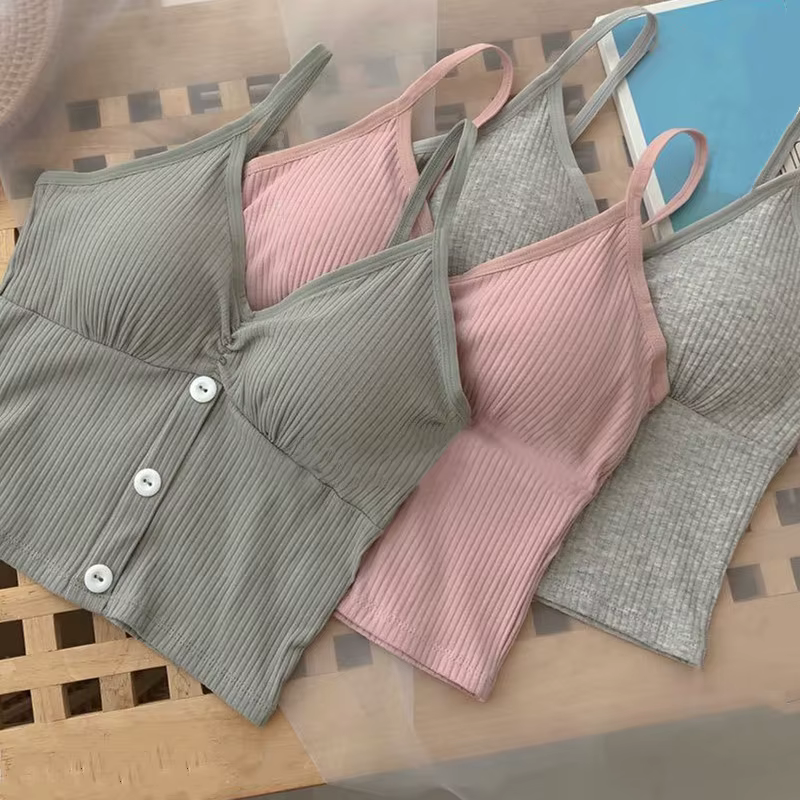 Femmes tricoté débardeur sangle gilet femme tricot haut court poitrine enveloppement pur sous-vêteme