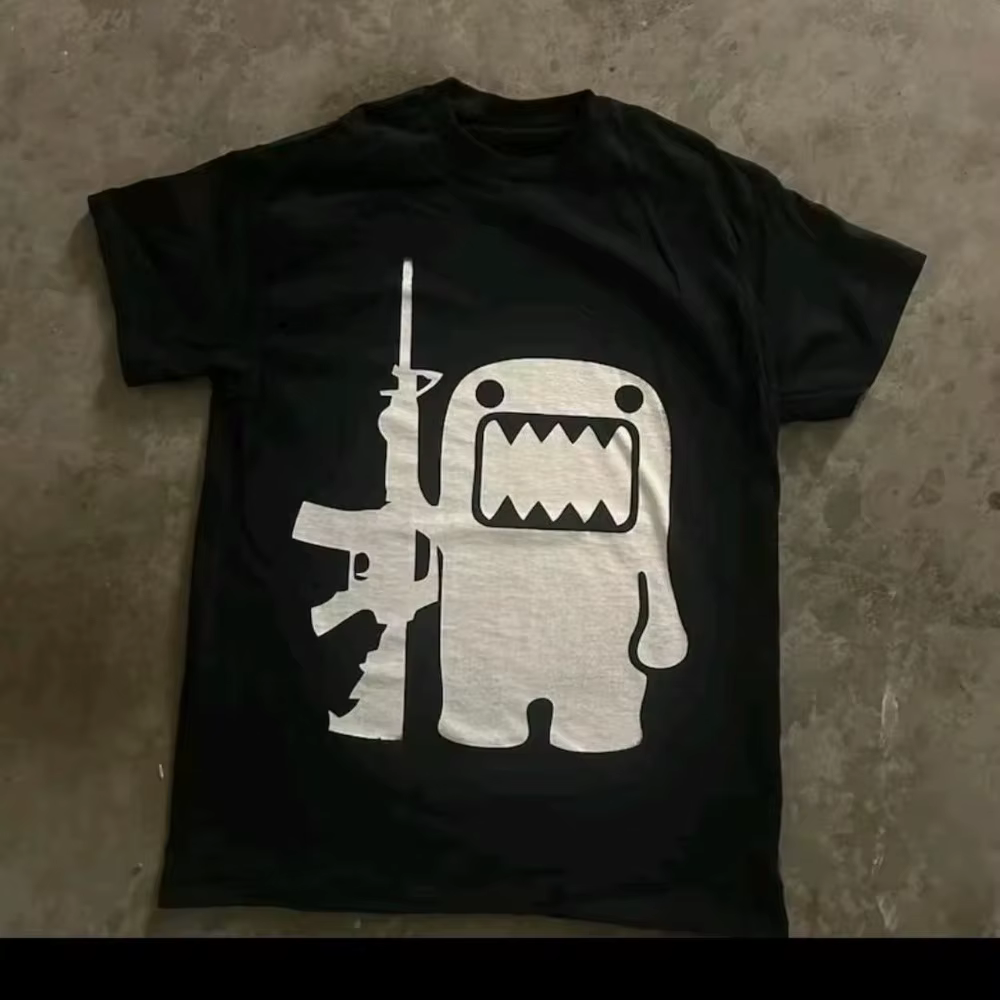 T-shirt tendance Kawaii pour homme, motif Y2K, en coton imprimé, col rond, coupe ample, pour l'été,