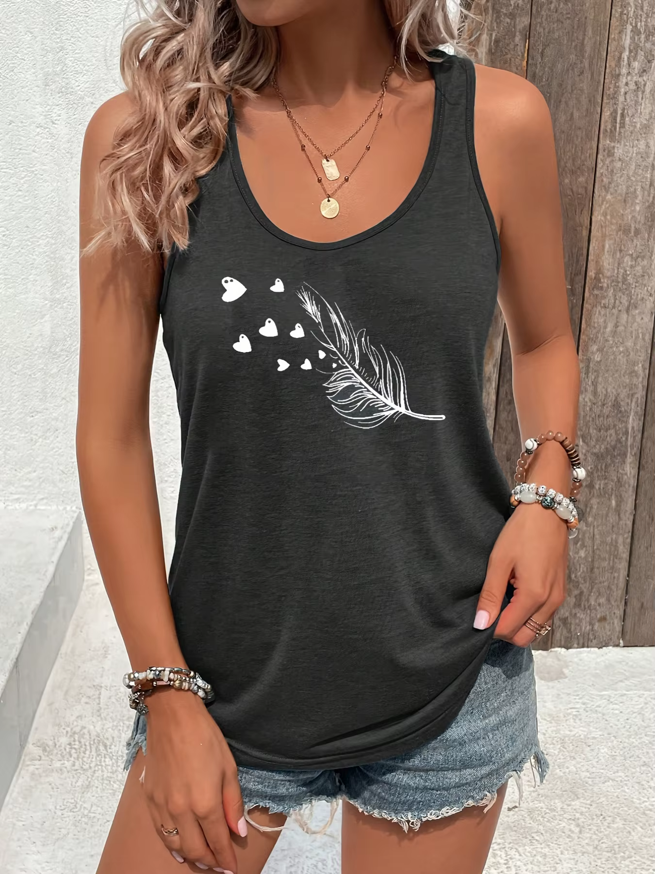 T-shirt d'été sans manches pour femmes, ample et personnalisé, attrape-rêves, maille imprimée, haut,