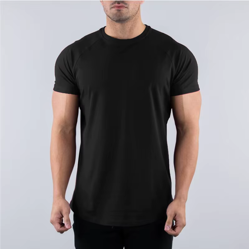 Hommes été maigre T-Shirt style décontracté à manches courtes t-shirt mâle gymnase Fitness Sport cou