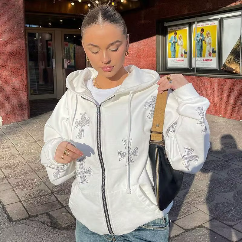 Sweat à capuche zippé à manches longues pour hommes et femmes, sweats à capuche gothiques avec biscu