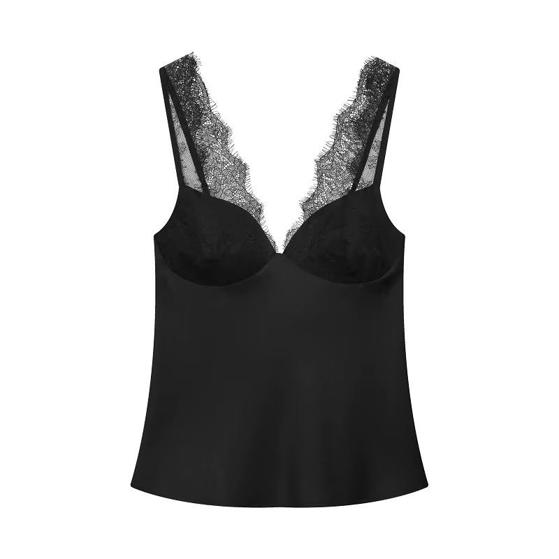 MUJER femmes hauts Sexy dentelle haut Corset femme noir Satin dos nu hauts pour femmes épaules nues 