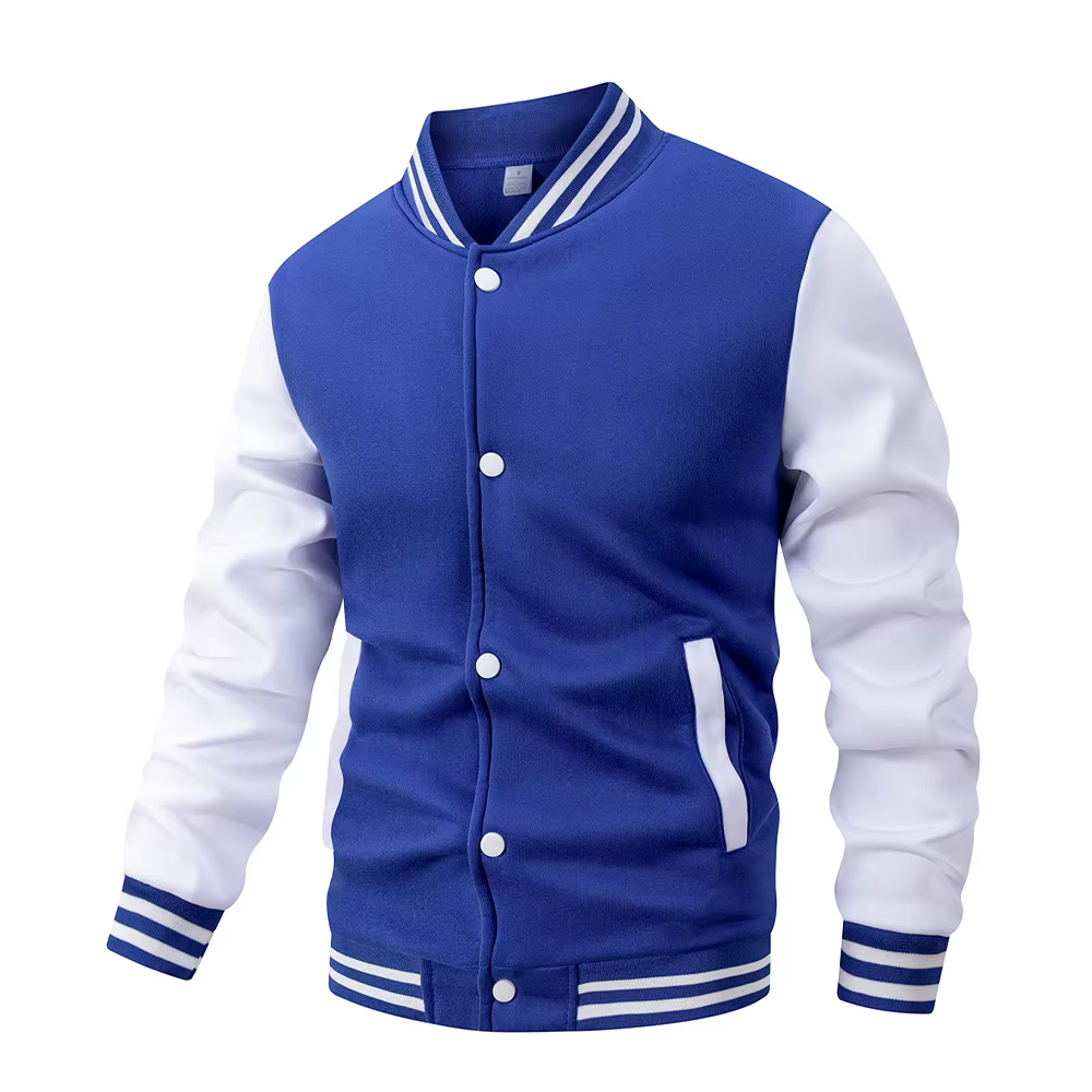 Veste de Baseball universitaire classique pour hommes, manteau avant à boutons, bloc de couleur noir