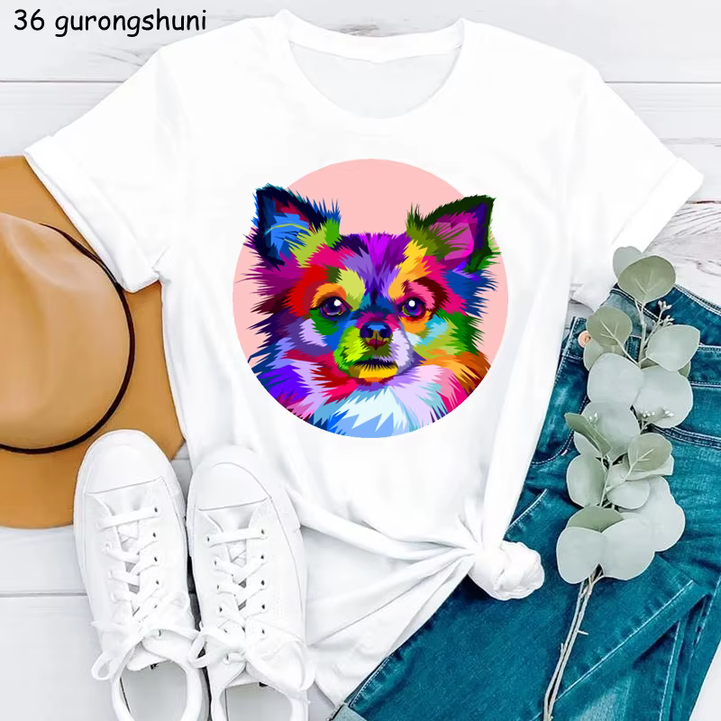T-Shirt drôle pour femmes, aquarelle, Chihuahua, chien, imprimé Animal, Harajuku, été, élégant, offr