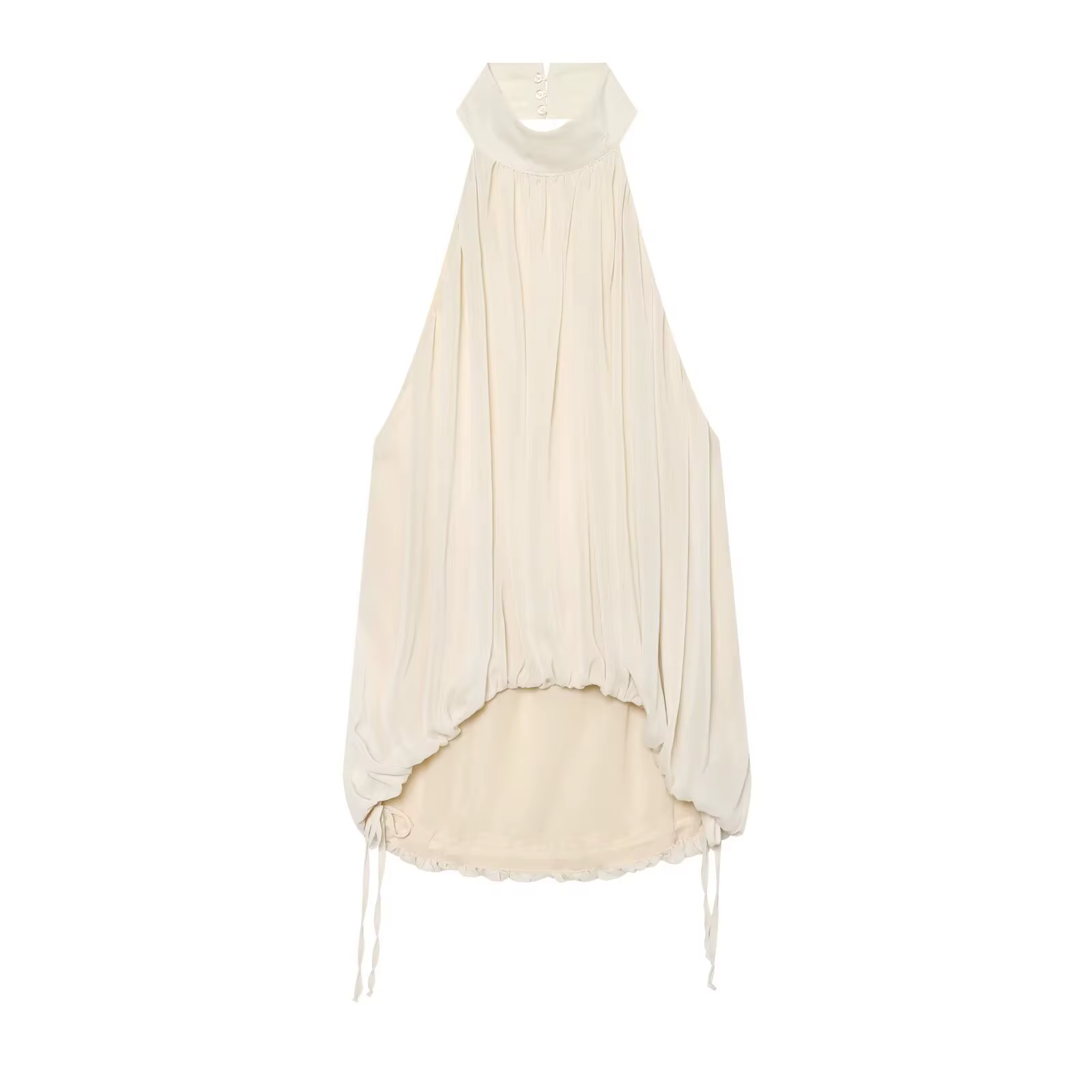 Haut plissé dos nu pour femme, nouvelle collection été 2026, couleur unie, camisole sexy et chic pou