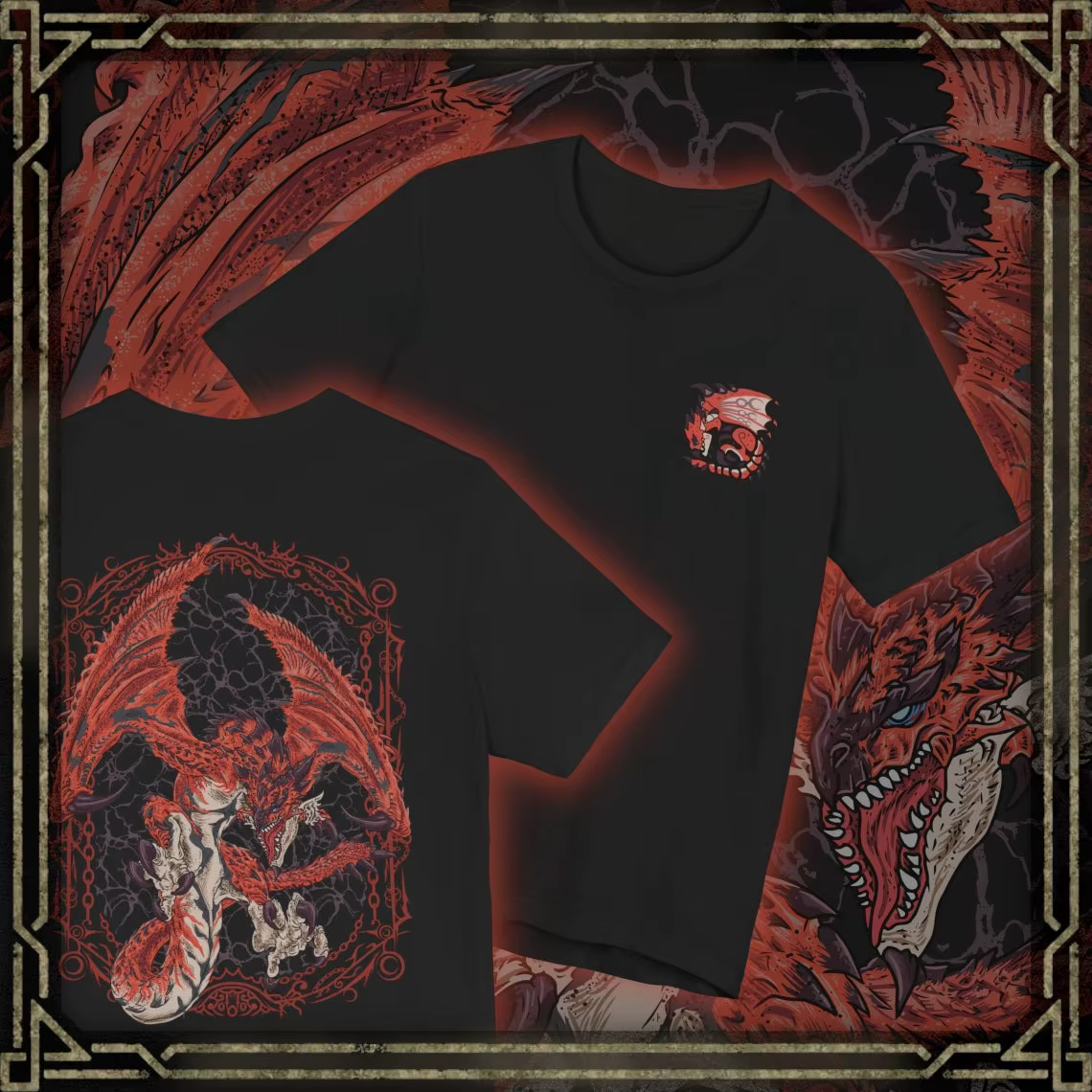 T-shirt à motif double face Monster Hunter pour hommes et femmes, article de mode urbaine Flame King