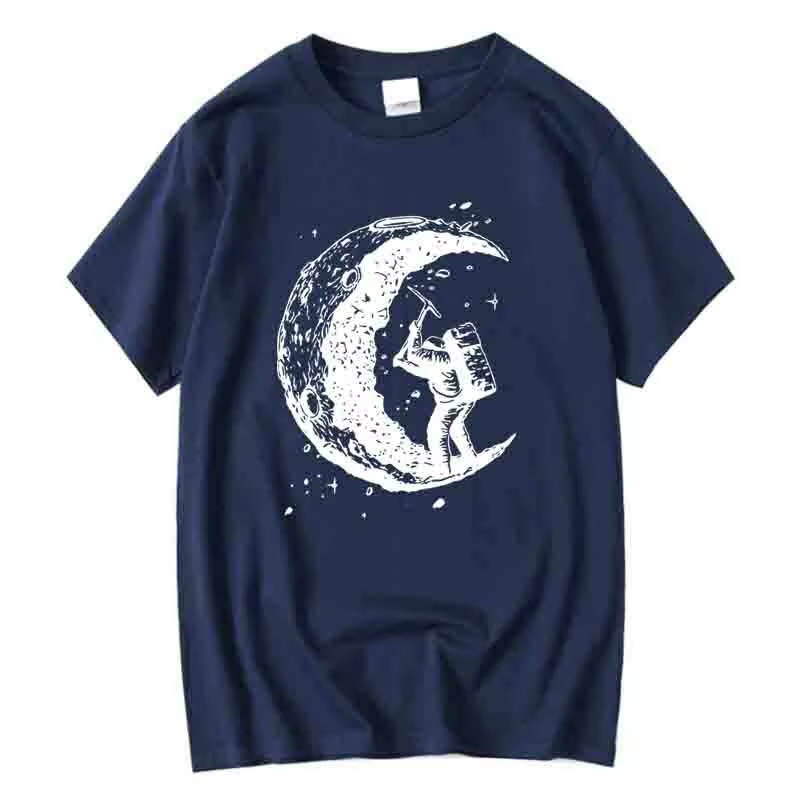 Hommes de haute qualité 100% coton lune imprimer décontracté été Cool à manches courtes hommes t-shi