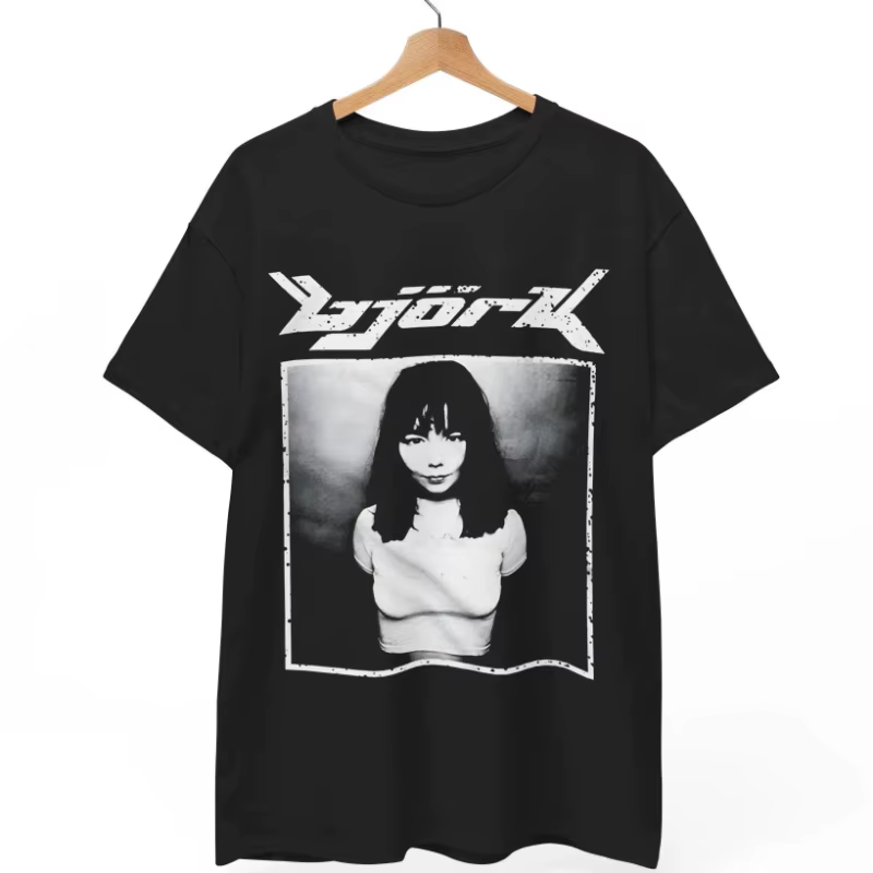 T-shirt vintage Björk |   Marchandises rétro des années 90 Y2K pour chanteurs |   T-shirt photo noir