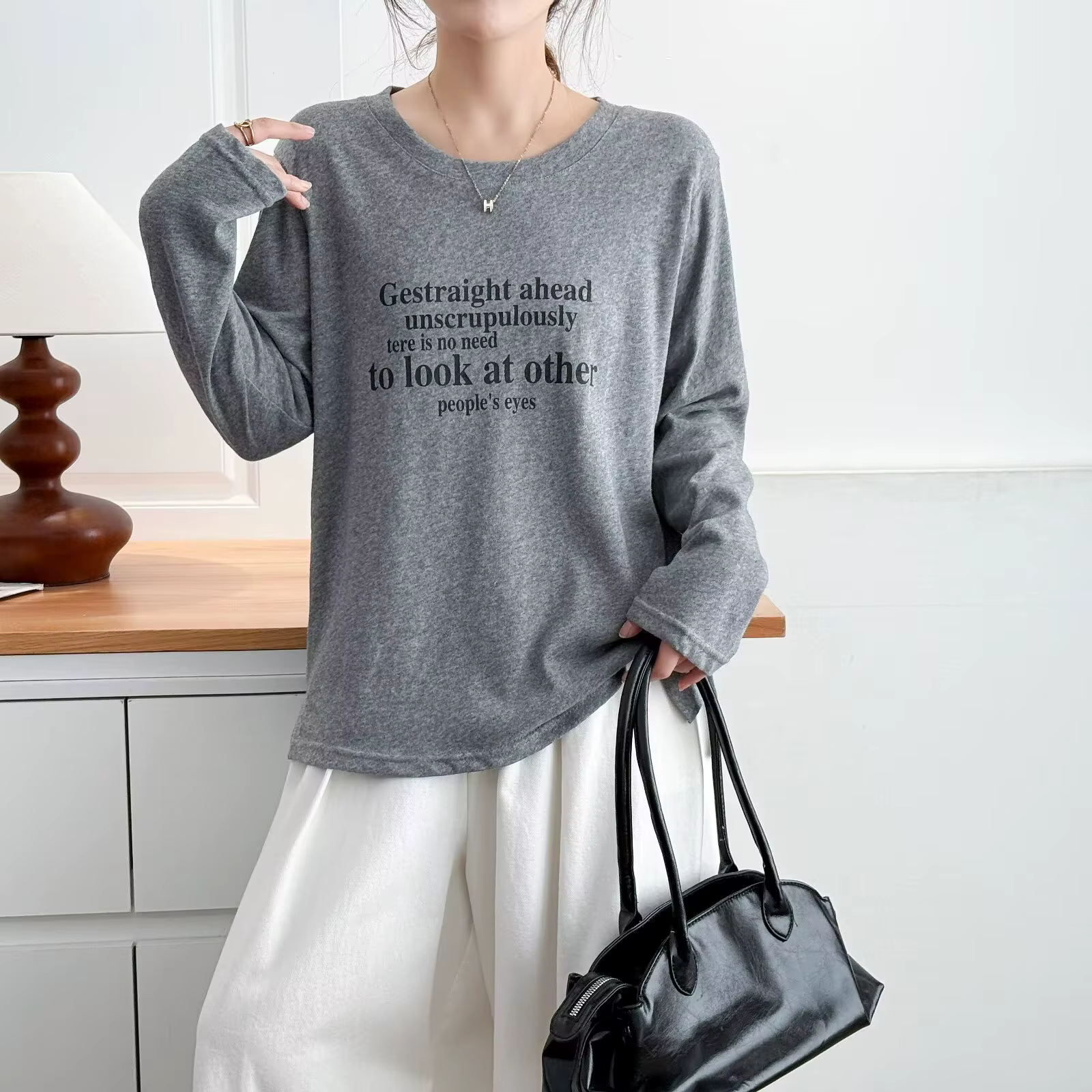 Mode grande taille femmes T-Shirt automne nouveau Style basique décontracté imprimé lettre à manches