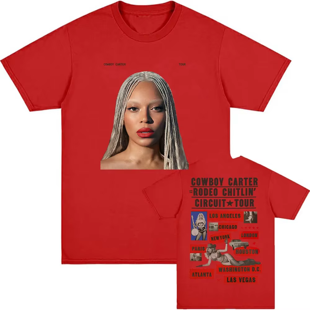 T-shirt Beyoncé COWBOY CARTER TOUR 2026 pour femmes et hommes, t-shirt d'été à manches courtes, col 
