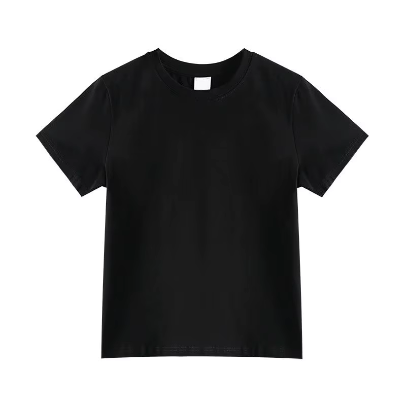 T-shirt à manches courtes pour femmes en été nouveau col rond bleu marine coupe ajustée mince à l'ex