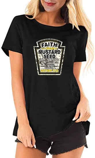 Faith As A Mars of Mustard-T-shirt parodie chrétienne pour hommes et femmes, chemisiers à manches co