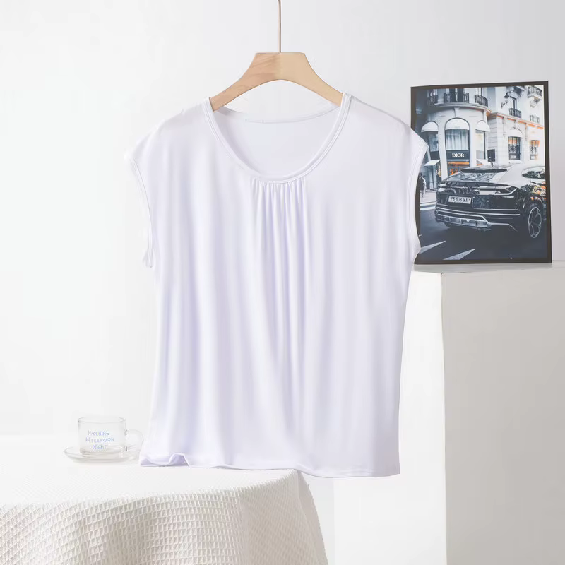 T-shirt sans manches pour femme, couleur unie, grande taille XL à 8XL