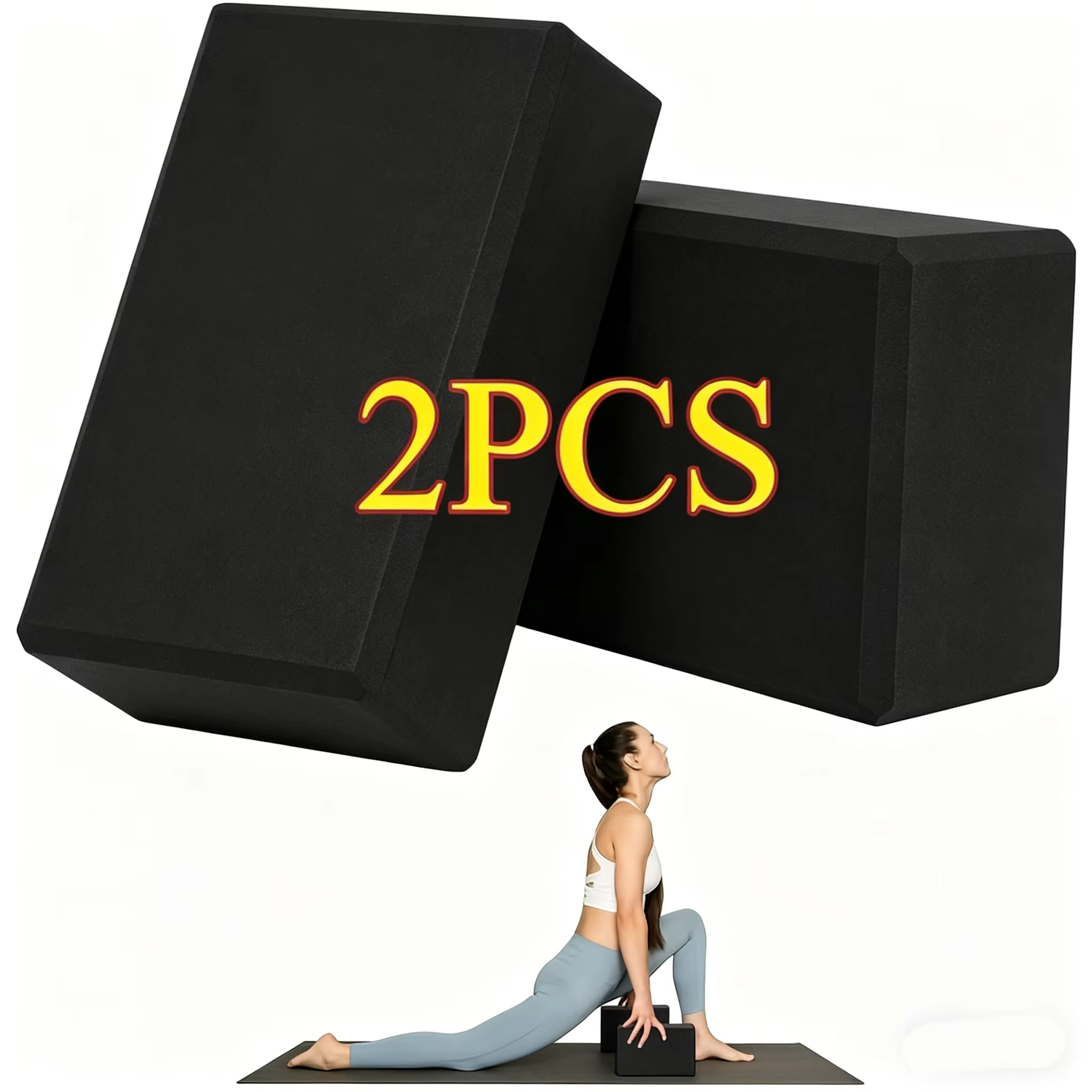 2 blocs de yoga – Fabriqués en mousse haute densité, légers, offrant un bon maintien et sans odeur –