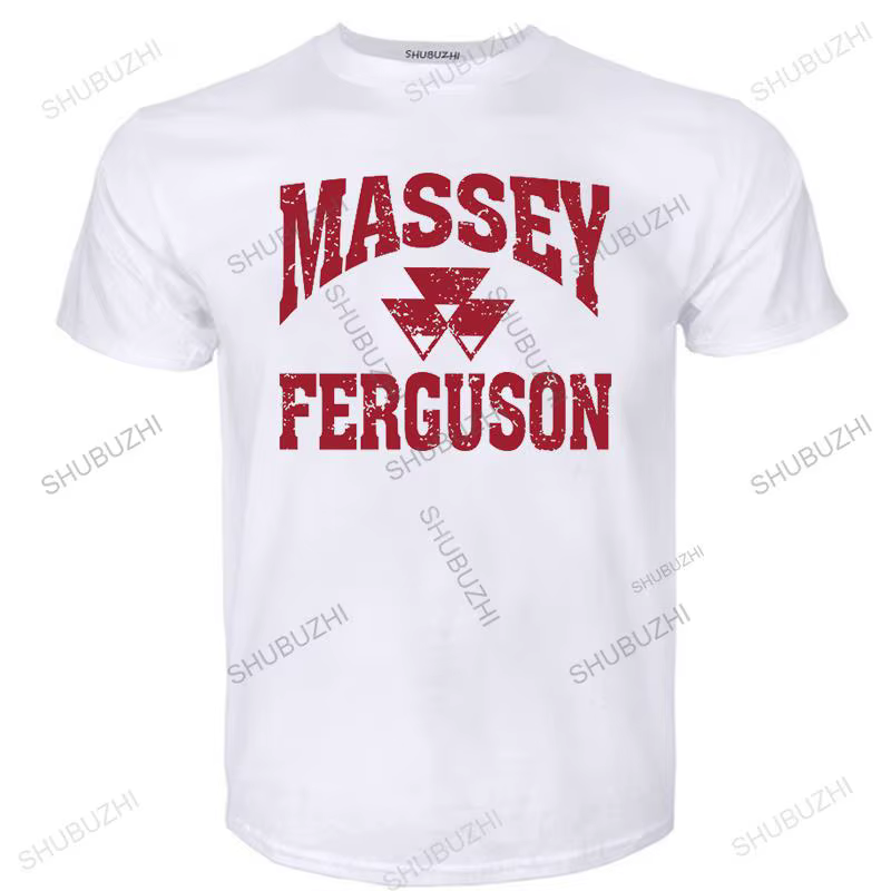 T-shirt Massey Ferguson Gris à Manches Courtes et Col Rond pour Homme et Femme, Vêtement en Coton à