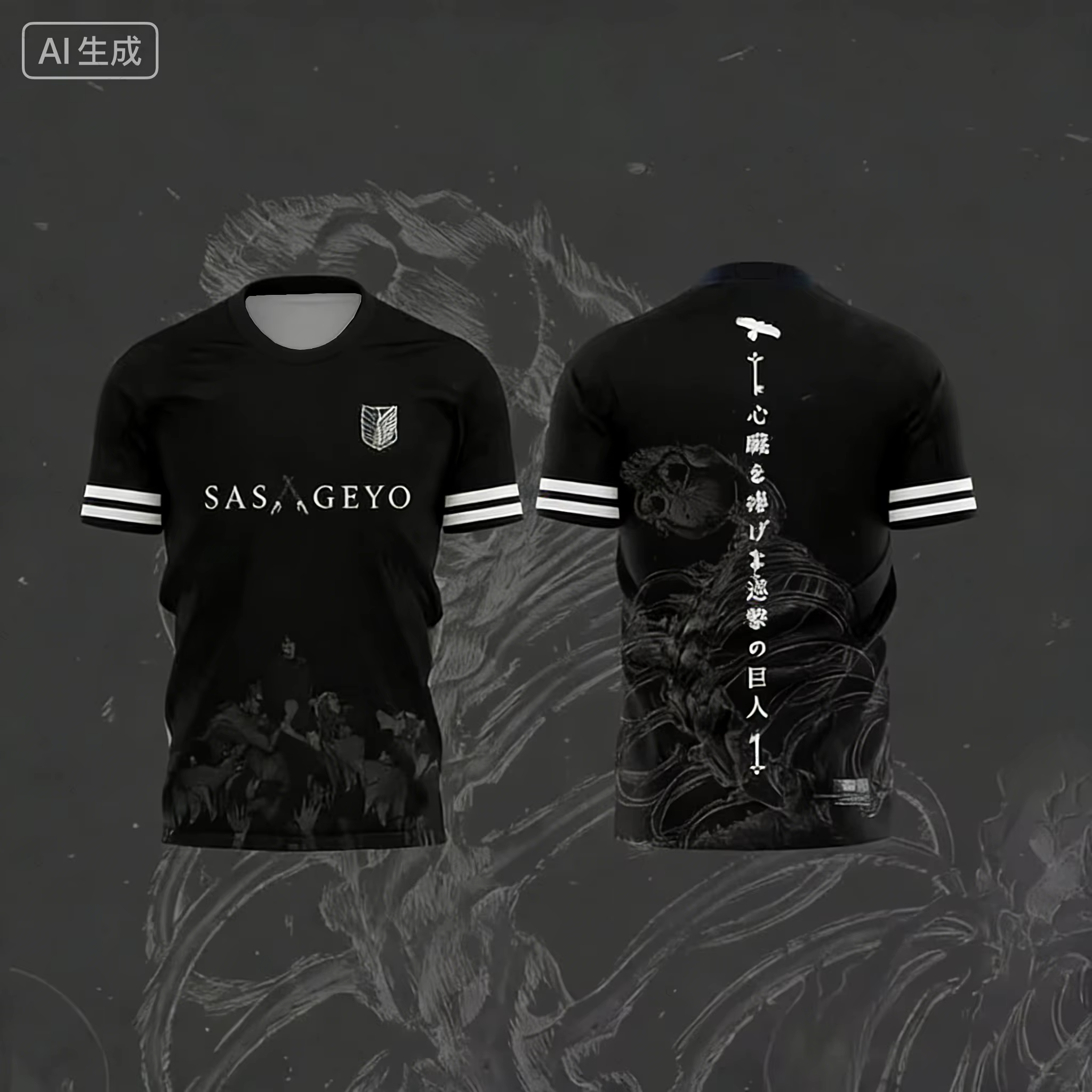 Animation japonaise attaque sur Titan thème impression 3d sport respirant hommes femmes même T-Shirt
