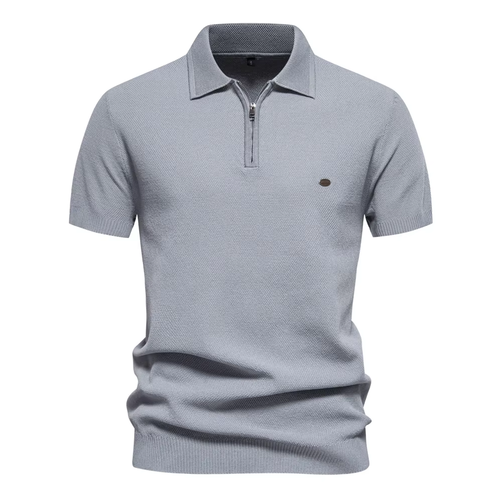 Polo texturé en tricot pour hommes, respirant et cool, lit d'été, qualité de marque, nouveau, 2024