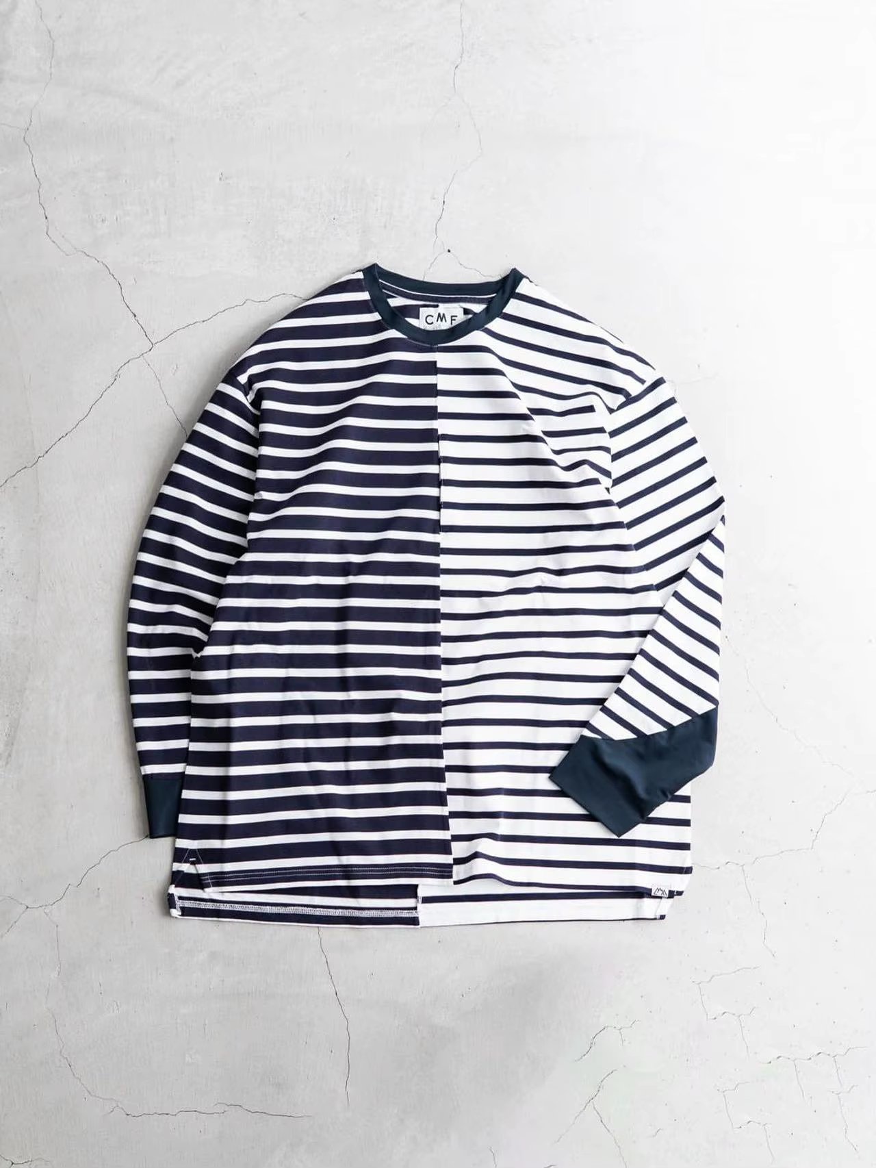 CMF 24SS OUTDOOR T-shirt ample à manches longues rayé patchwork fonctionnel