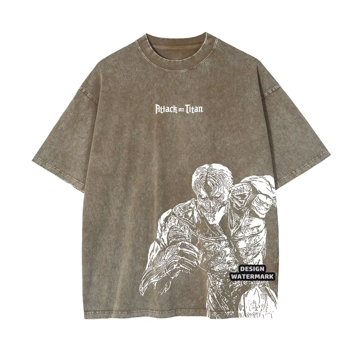 T-shirt Bandai Anime Titan Attack, style vintage délavé, Eren Yeager, t-shirts surdimensionnés, A-At