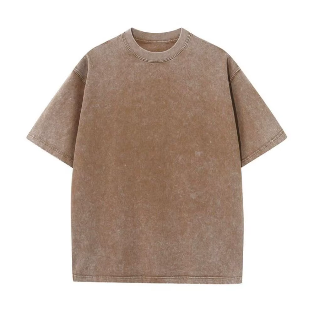 T-shirt rétro en coton pour hommes et femmes, manches à épaules tombantes, t-shirts vintage à manche