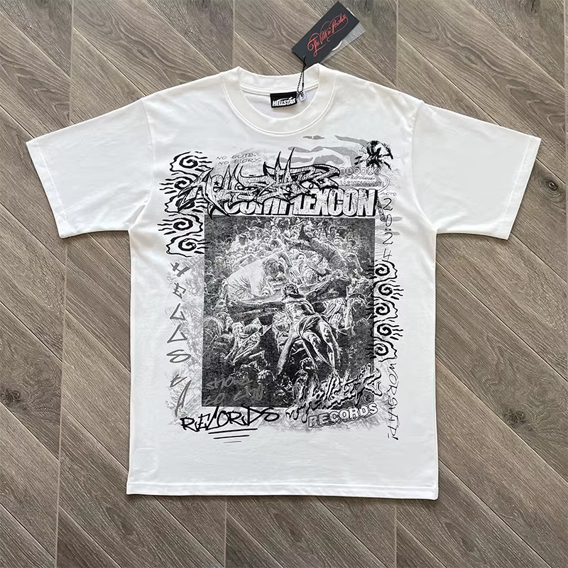 HELLSTAR T-shirt à manches courtes en pur coton, style européen et américain, HST009