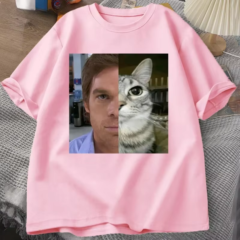 Dexter Morgan Cat T-shirts Funny Short Sleeve O Neck Tshirt Unisex Streetwear Women Clothes Harajuku