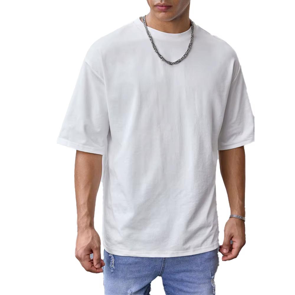 Hommes T-shirt blanc couleur unie été mâle décontracté à manches courtes col rond été couleur unie t
