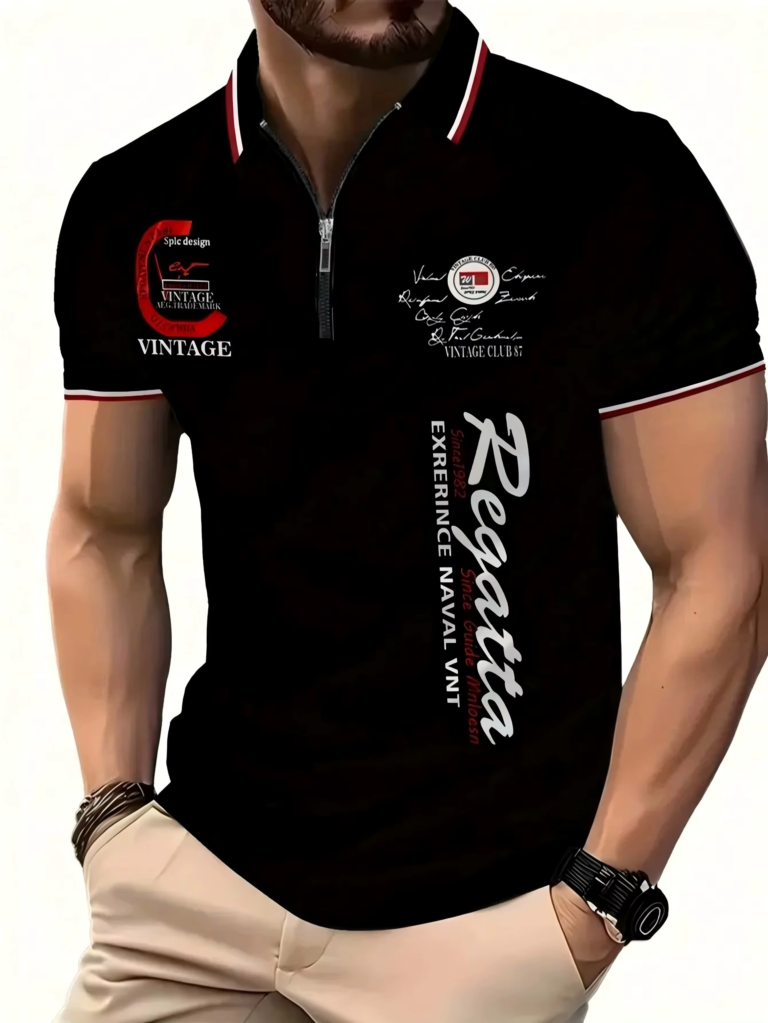 La nouvelle chemise POLO à fermeture éclair pour hommes d'été 2025, est une décontractée, à la mode,