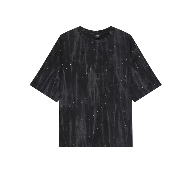 LOUIS YAO T-shirt femme 2025 été décontracté col rond couleur contrastante ample manches courtes tex