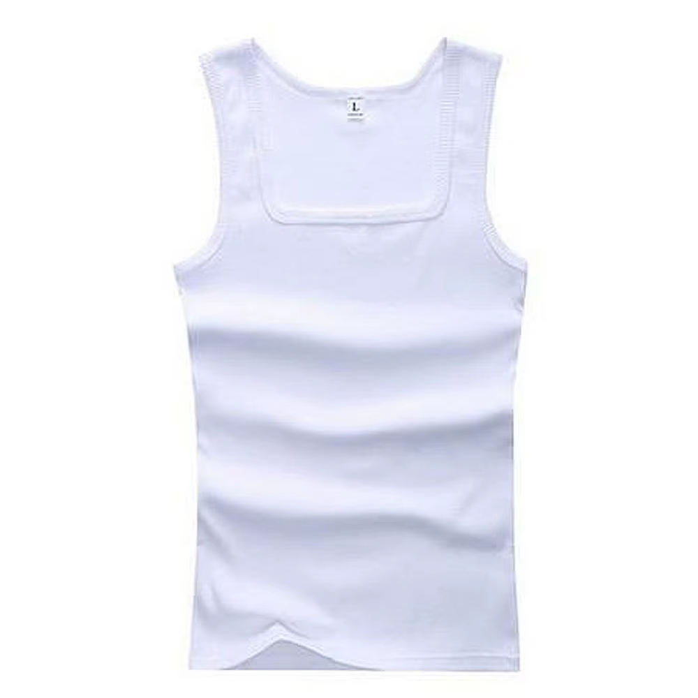 Débardeur à col carré en coton pour hommes et femmes, couleur unie, noir, blanc, gris, gilet de Fitn