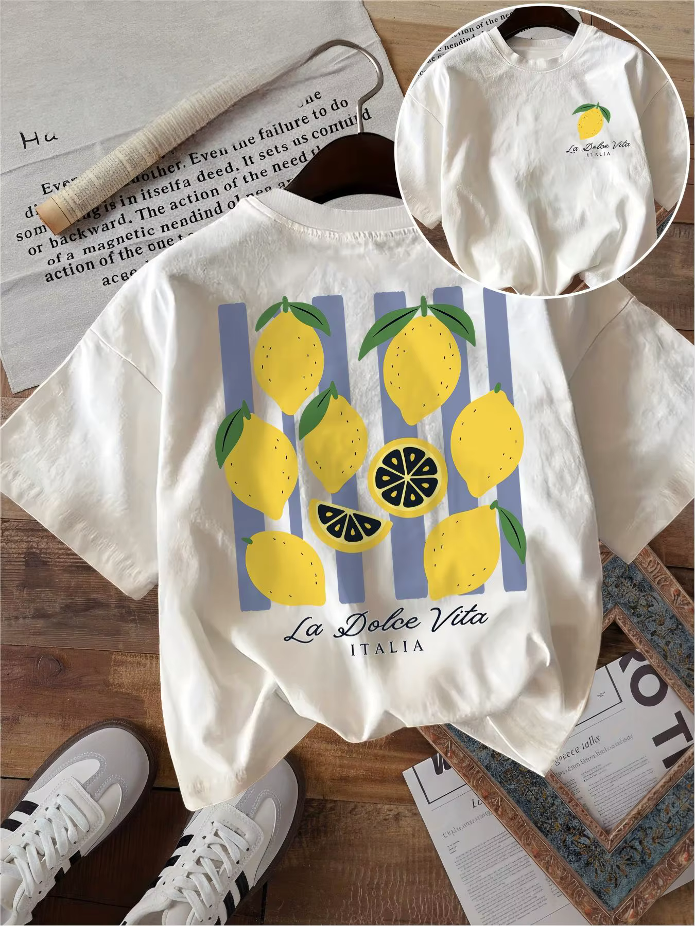 T-shirt drôle La Dolce Vita, motif citron, style italien, unisexe, Harajuku, ample, manches courtes,