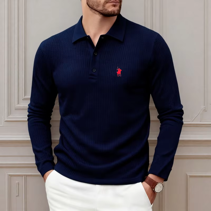 Polo haut de gamme brodé à manches longues pour homme, vêtement d'automne, nouveau, confortable et r